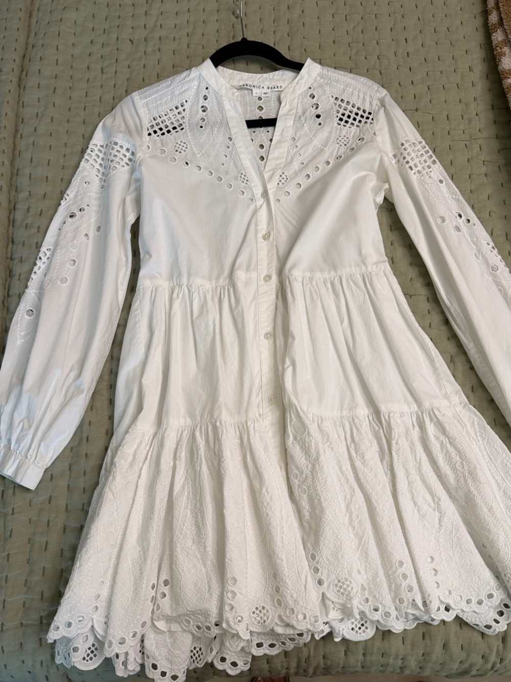 Veronica Beard White Eyelet Mini Dress